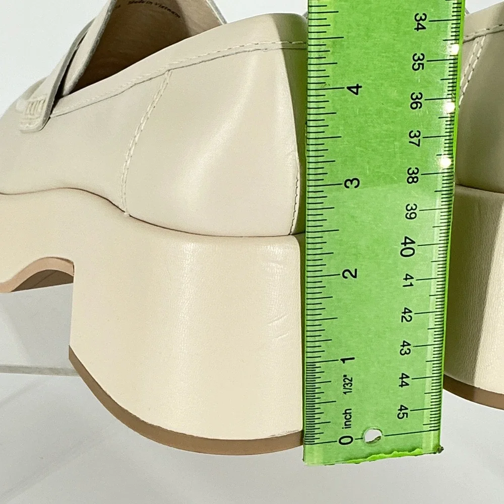 Dolce Vita Size 8.5 Ivory Leather Platform‎ Penny Loafers NEW Chunky Yanni $150